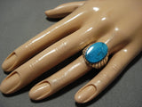 Exquisite Vintage Navajo Turquoise Sterling Silver Native American Ring Old-Nativo Arts