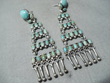 Breathtaking Native American Navajo Royston Turquoise Sterling Silver Earrings-Nativo Arts