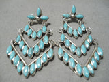 Fantastic Zuni Turquoise Sterling Silver Dangle Earrings Native American-Nativo Arts