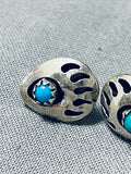 Detailed Vintage Native American Navajo Turquoise Sterling Silver Earrings-Nativo Arts