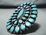 One Of The Best Ever Vintage Native American Navajo Turquoise Cluster Sterling Silver Ring-Nativo Arts