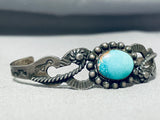 Early Vintage Native American Navajo Old Kingman Turquoise Sterling Silver Bracelet-Nativo Arts