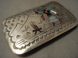 Dancing Kachina Vintage Zuni/ Navajo Native American Jewelry Silver Buckle-Nativo Arts