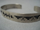 Dancing Yeibichai Vintage Native American Navajo Sterling Silver Geometric Bracelet Old Cuff-Nativo Arts