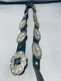 Earlier 1900's Vintage Native American Navajo Turquoise Coin Silver Concho Belt Old-Nativo Arts