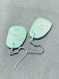 Amazing Native American Navajo Turquoise Slab Sterling Silver Earrings-Nativo Arts