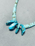 Native American Important Vintage Santo Domingo Old Kingman Turquoise Sterling Silver Necklace-Nativo Arts