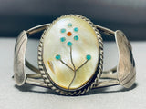 Marvelous Vintage Native American Zuni Mother Of Pearl Sterling Silver Bracelet-Nativo Arts