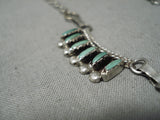 Amazing Vintage Zuni Native American Green Turquoise Sterling Silver Necklace-Nativo Arts