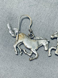 Impressive Native American Navajo Sterling Silver Horse Earrings-Nativo Arts