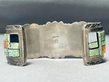 Heavy Intircate Vintage Native American Navajo Green Spiderwb Turquoise Sterling Silver Bracelet-Nativo Arts
