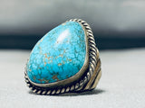 Thick Heavy Vintage Native American Navajo Spiderweb Turquoise Sterling Silver Ring Old-Nativo Arts