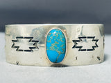 Magnificent Native American Navajo Pilot Mountain Turquoise Sterling Silver Bracelet-Nativo Arts