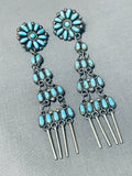 Quad Tier Vintage Native American Navajo Turquoise Chandelier Sterling Silver Earrings-Nativo Arts