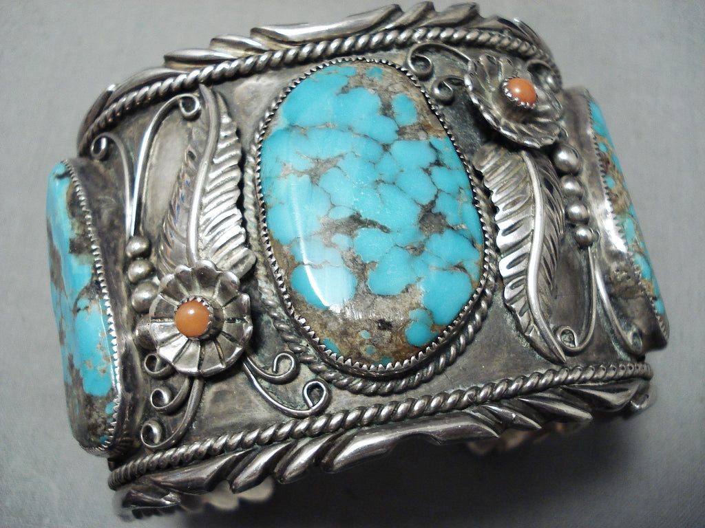 アクセサリー Vintage Navajo Turquoise Silver Bracelet Navajo Turquoise Bracelet Heavy Sterling Silver Signed Elvira Bill