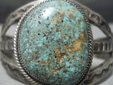 Important Vintage Native American Navajo Lone Mountain Turquoise Sterling Silver Bracelet Old-Nativo Arts