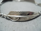 One Of A Kind Navajo Sterling Silver Feather Bracelet Native American-Nativo Arts