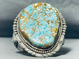 One Of The Craziest Ever Native American Navajo #8 Turquoise Sterling Silver Bracelet-Nativo Arts