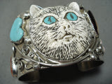 Native American One Of The Most Intricate Ever Hand Carved Turquoise Sterling Silver Bracelet-Nativo Arts