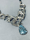 One Of The Best Vintage Native American Navajo Spiderweb Turquoise Sterling Silver Necklace-Nativo Arts