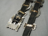Incredible Vintage Native American Navajo Hand Wrought Sterling Silver Turquoise Concho Belt-Nativo Arts
