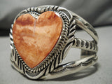 Incredible Vintage Navajo Heart Shell Sterling Silver Native American Bracelet-Nativo Arts