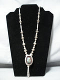 Striking Vintage Native American Navajo Royston Turquoise Sterling Sivler Necklace Old-Nativo Arts