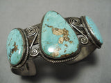 Very Important Vintage Native American Navajo Uita6 Royston Turquoise Ingot Silver Bracelet Old-Nativo Arts