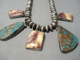 Incredible Vintage Native American Navajo Royston Turquoise Sterling Silver Shell Necklace-Nativo Arts