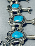 Authentic Vintage Native American Navajo Mrnci Turquoise Sterling Silver Squash Blossom Necklace-Nativo Arts