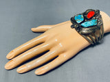 Huge Very Rare Eatser Blue Turquoise Vintage Native American Navajo Sterling Silver Bracelet-Nativo Arts
