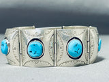 One Of The Best Vintage Native American Navajo Link Sterling Silver Turquoise Bracelet-Nativo Arts