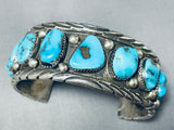 Important Turquoise Vintage Native American Navajo Morenci Sterling Silver Bracelet-Nativo Arts