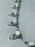 Signed Vintage Native American Navajo Green Turquoise Shell Sterling Silver Necklace-Nativo Arts