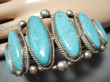Statement Vintage Native American Navajo Easter Blue Turquoise Sterling Silver Bracelet-Nativo Arts