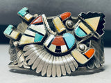 Important Alonzo Hustitto Vintage Native American Zuni Inlay Sterling Silver Bracelet-Nativo Arts
