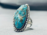 Signed Vintage Native American Hopi Seafoam Turquoise Sterling Silver Ring-Nativo Arts