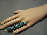 Tremendous Vintage Navajo Deepset Turquoise Sterling Silver Native American Ring-Nativo Arts