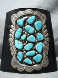 One Of The Best Vintage Native American Navajo Natural Turquoise Sterling Silver Ketoh Bracelet-Nativo Arts