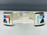 Multiple Technique Genius Vointage Native American Navajo Sterling Silver Turquoise Bracelet-Nativo Arts