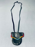 Very Rare Vintage Native American Navajo Turquoise Sterling Silver Necklace Pouch-Nativo Arts