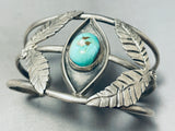 Leaf Protection Vintage Native American Navajo Turquoise Sterling Silver Bracelet Cuff Old-Nativo Arts