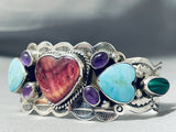 Extremely Unique Heart Vintage Native American Navajo Turquoise Sterling Silver Bracelet-Nativo Arts