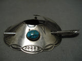 Superior Vintage Native American Navajo Royston Turquoise Sterling Silver Hair Barrette Clip-Nativo Arts