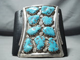Awesome Vintage Native American Zuni 9 Morenci Turquoise Sterling Silver Bowguard Old-Nativo Arts