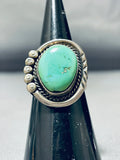 Outstanding Vintage Native American Navajo Green Turquoise Sterling Silver Ring-Nativo Arts