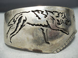 Creeping Coyote Vintage Native American Navajo Sterling Silver Bracelet Cuff-Nativo Arts