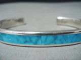 Vibrant Zuni Kingman Turquoise Sterling Silver Bracelet Native American-Nativo Arts