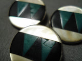 Marvelous Vintage Native American Navajo Turquoise Sterling Silver Buttons Old-Nativo Arts