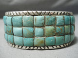 Heavy Thick Native American Navajo Green Turquoise Sterling Silver Inlay Bracelet-Nativo Arts